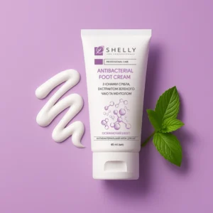 Антибактериален крем за стъпала със сребърни йони, екстракт от зелен чай и ментол, Shelly