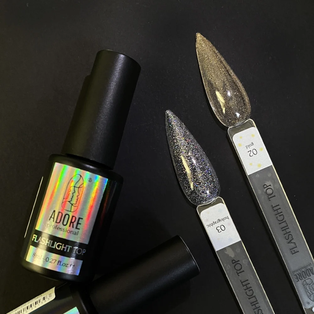 ADORE FLASHLIGHT TOP 8ml №02 - зларни частици - Image 4
