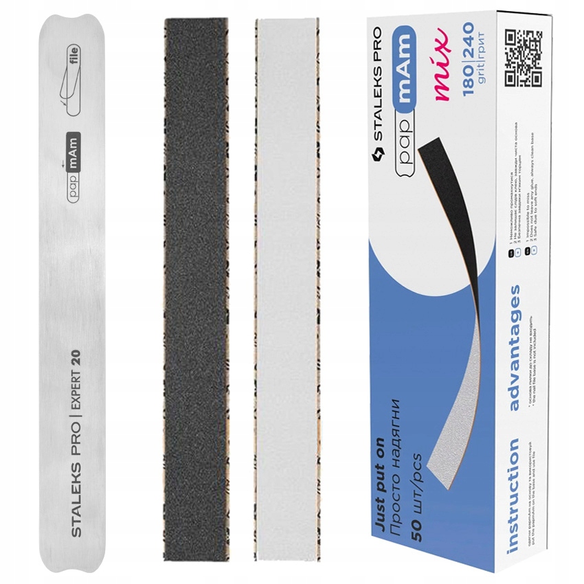 STALEKS Двустранни пили за еднократна употреба papmAm Mix EXPERT 22 180/240 grit (50 бр.) - Image 4
