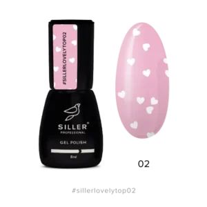 Siller Lovely Top 02 - Топ с частици без лепкав слой - Бели сърца - 8 мл