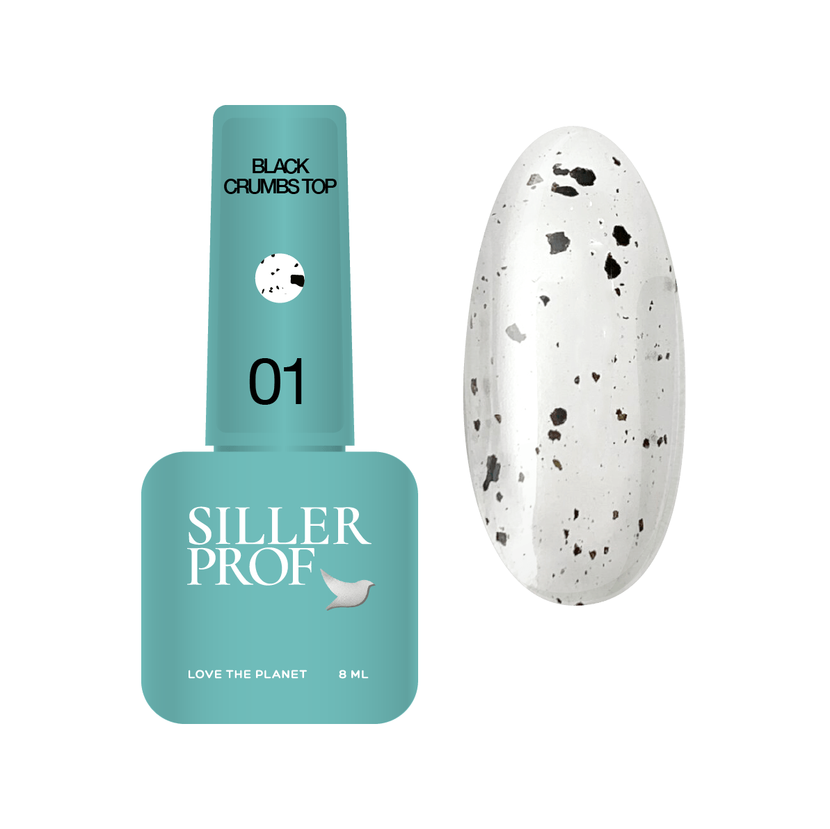 Siller Top Black Crumbs - 01- 8 мл - топ с черни частици