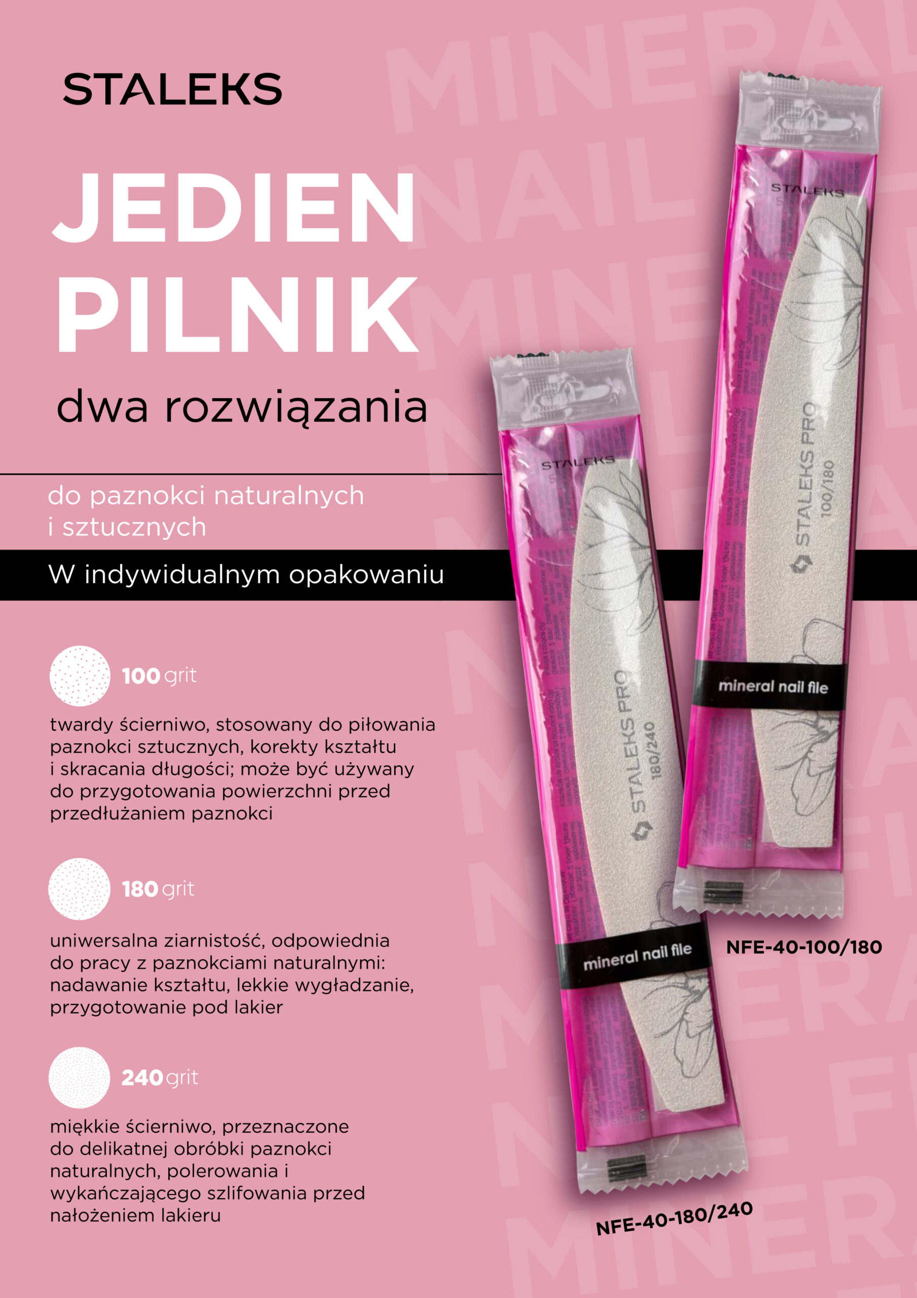 Staleks Минерална пила за нокти Pro Expert 40 - полумесец, 180/240 грид - Image 2