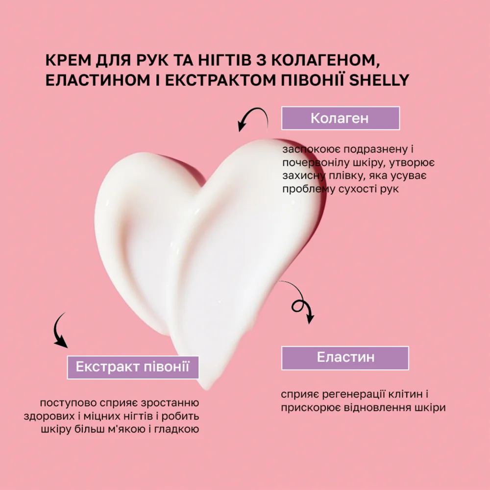 Крем за ръце и нокти Shelly с колаген, еластин и екстракт от божур 4 мл - Image 3