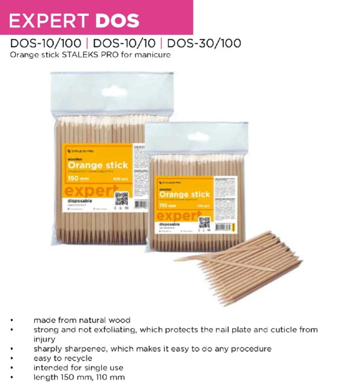 STALEKS PRO Портокалова клечка за маникюр, дървена 150 мм (100 бр.) - Image 4