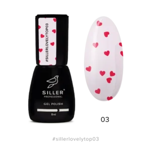 Siller Lovely Top 03 - Топ с частици без лепкав слой - Червени сърца - 8 мл