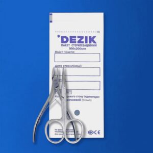 DEZIK БЕЛИ СТЕРИЛИЗАЦИОННИ ПАКЕТИ С ИНДИКАТОР КЛАС 4 100×200 ММ, 100 БР.